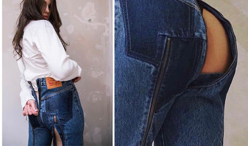 open butt jeans